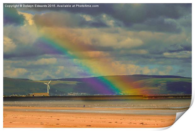  Beach rainbow Print by Delwyn Edwards