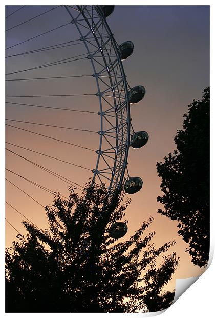 London Eye Silhouette Print by Simon Case