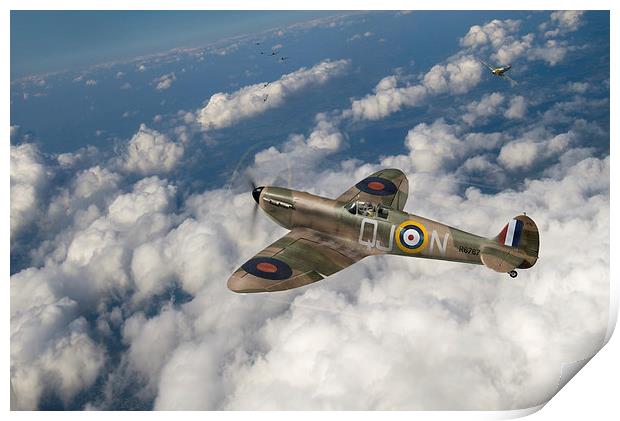 Up against it: Battle of Britain Spitfire Print by Gary Eason