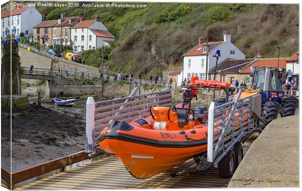  Staithes Inshore Lifeboat Canvas Print by keith sayer