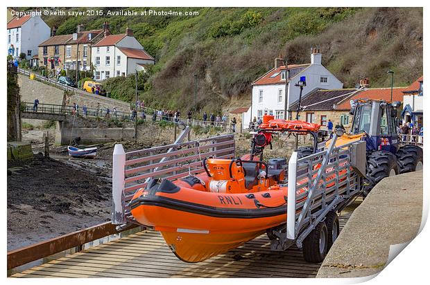  Staithes Inshore Lifeboat Print by keith sayer