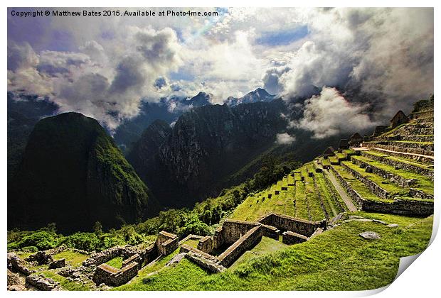 Machu Picchu view Print by Matthew Bates