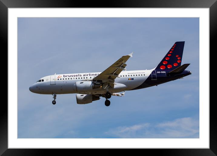 Brussels Airlines Airbus A319 Framed Mounted Print by David Pyatt