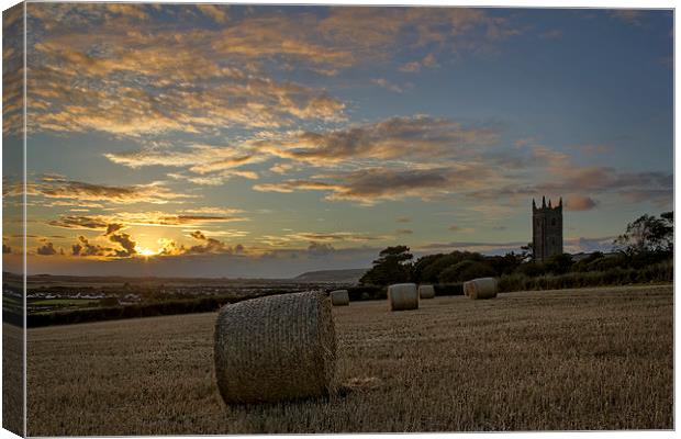  Church bales sunset Canvas Print by Dave Wilkinson North Devon Ph