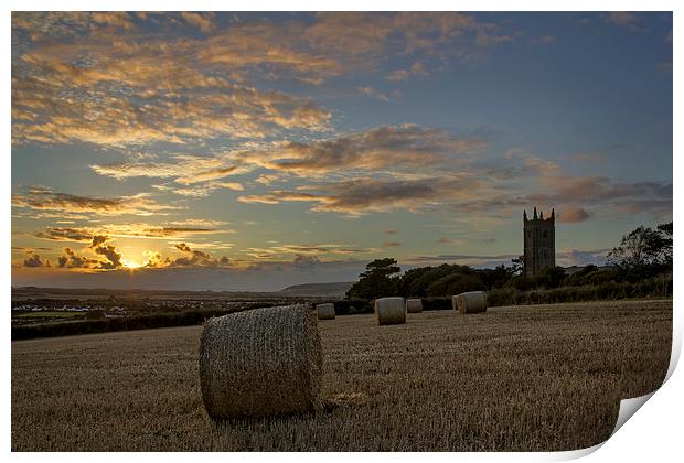  Church bales sunset Print by Dave Wilkinson North Devon Ph