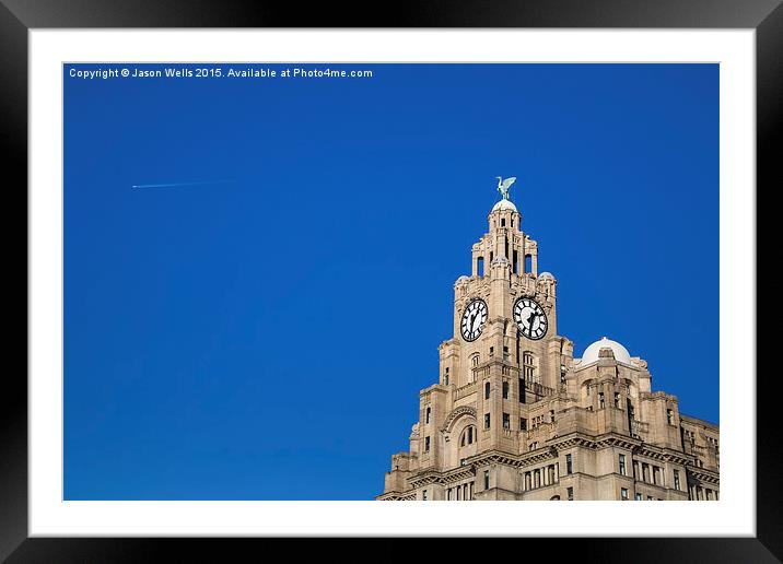 Royal Liver Building against a blue sky Framed Mounted Print by Jason Wells