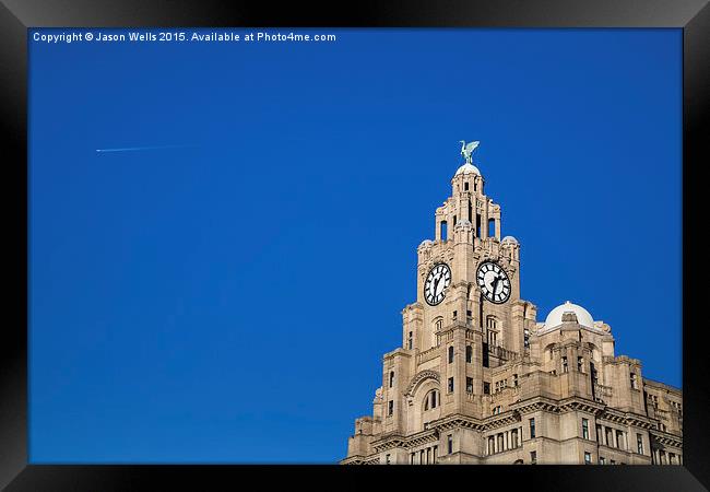 Royal Liver Building against a blue sky Framed Print by Jason Wells