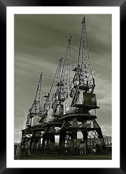 Dock Cranes Framed Mounted Print by Rob Hawkins