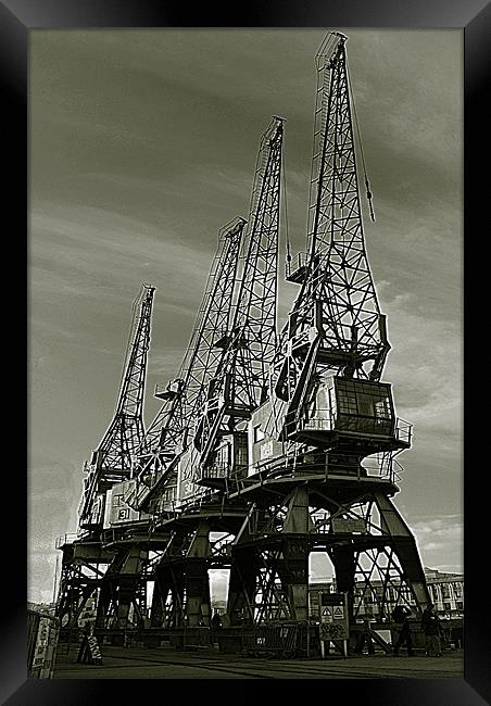 Dock Cranes Framed Print by Rob Hawkins
