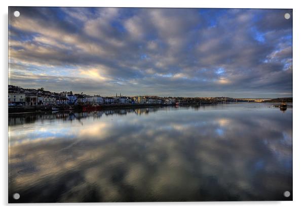Evening sky over Bideford Quay Acrylic by Mike Gorton