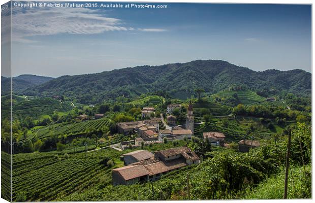 Landscape of the Prosecco wine region. Canvas Print by Fabrizio Malisan