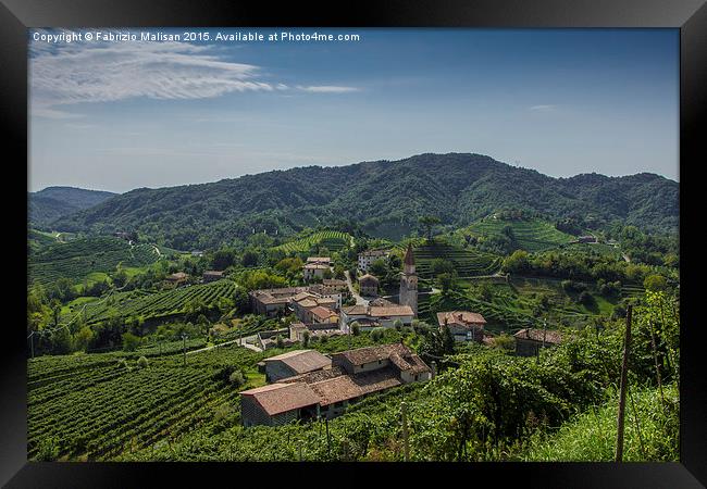Landscape of the Prosecco wine region. Framed Print by Fabrizio Malisan