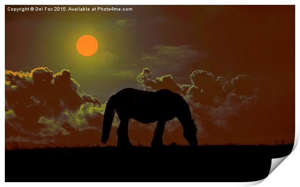 Horse on the hill Print by Derrick Fox Lomax