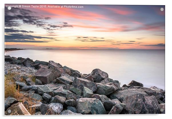  Brancaster sunset on the rocks, Norfolk Acrylic by Simon Taylor