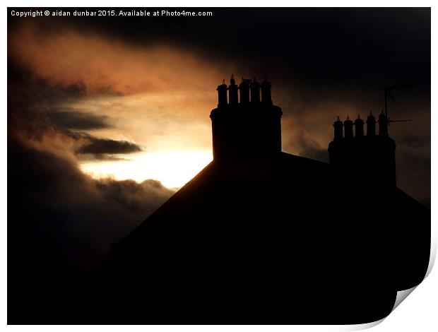  lovely roof top sunset in Arbroath Print by aidan dunbar