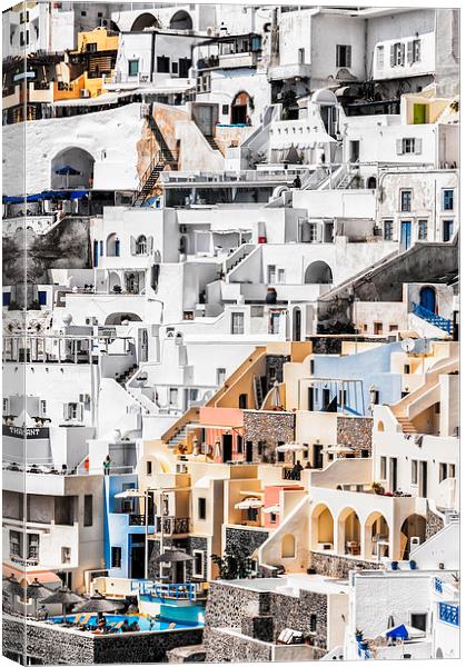 Santorini Fira steep perspective Canvas Print by Antony McAulay