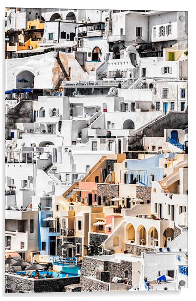 Santorini Fira steep perspective Acrylic by Antony McAulay