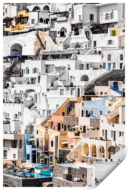 Santorini Fira steep perspective Print by Antony McAulay
