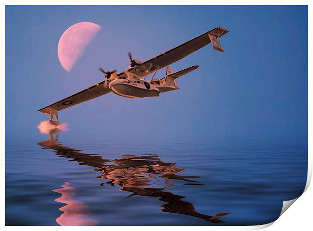  Flying by moonlight Print by Sam Smith