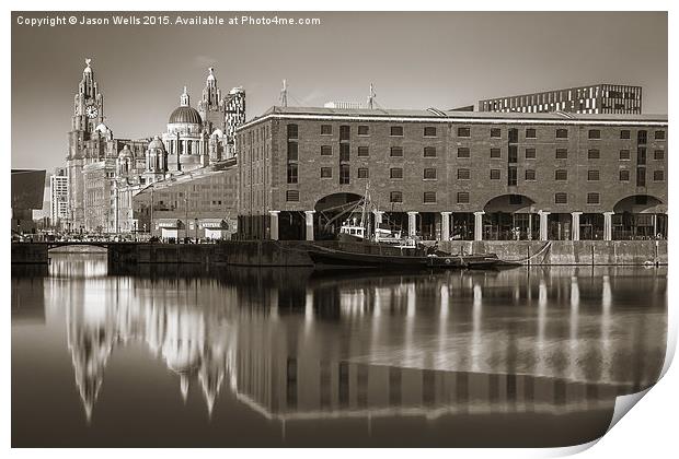 Reflections on the Albert Dock Print by Jason Wells