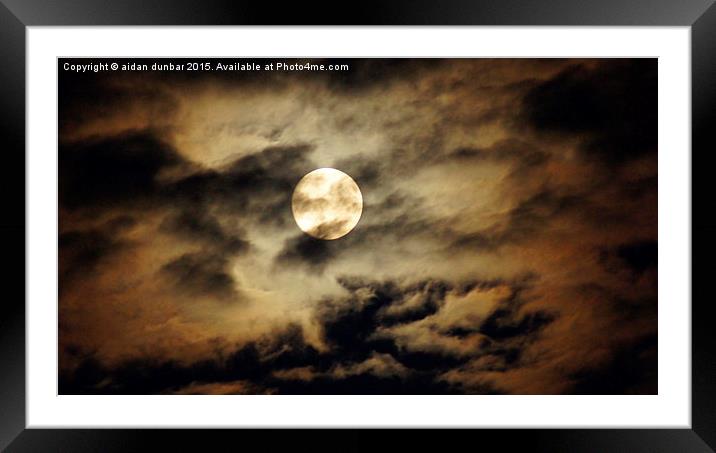 full moon in a cloudy Arbroath night Framed Mounted Print by aidan dunbar