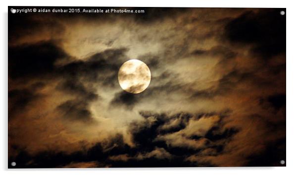full moon in a cloudy Arbroath night Acrylic by aidan dunbar