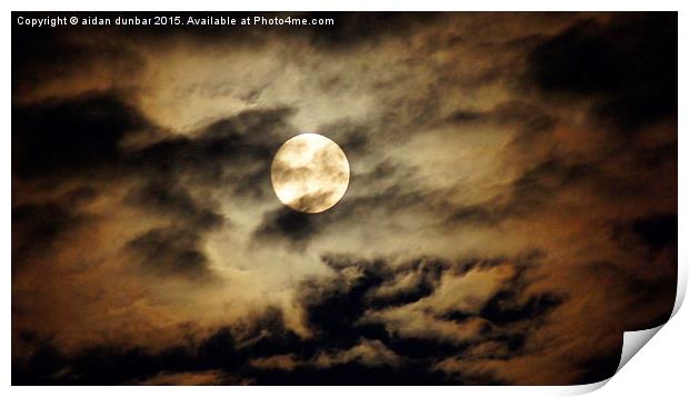 full moon in a cloudy Arbroath night Print by aidan dunbar