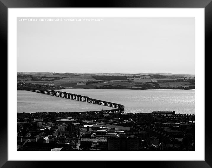  tay rail bridge Dundee to Fife in b&w Framed Mounted Print by aidan dunbar