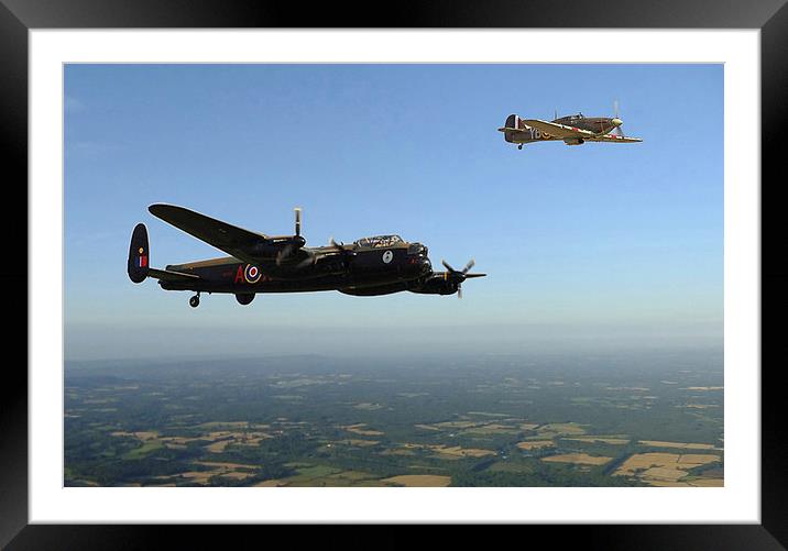 AVRO LANCASTER AND HAWKER HURRICANE Framed Mounted Print by Anthony Kellaway