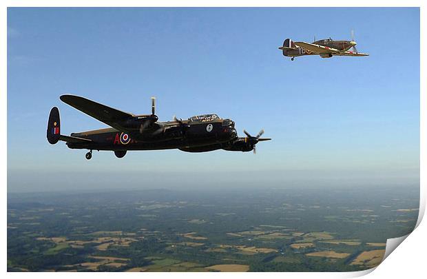 AVRO LANCASTER AND HAWKER HURRICANE Print by Anthony Kellaway