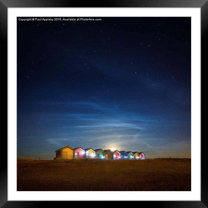  Blyth Beach Huts at Moon Rise Framed Mounted Print by Paul Appleby