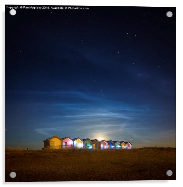  Blyth Beach Huts at Moon Rise Acrylic by Paul Appleby