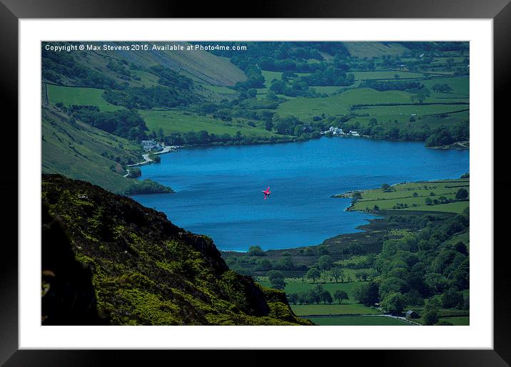  A lone RAF Red Arrows jet turns over Tal-y-Llyn L Framed Mounted Print by Max Stevens