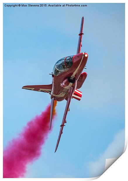 Red Arrows jet on a knife edge Print by Max Stevens