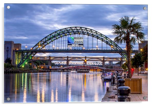  River Tyne Bridges Acrylic by Helen Holmes