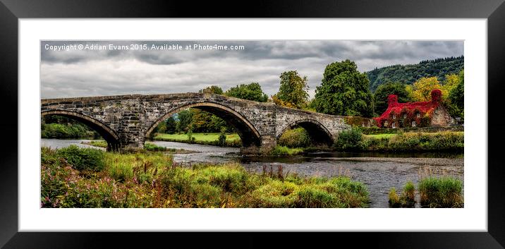 Llanrwst Bridge and Cottage Wales  Framed Mounted Print by Adrian Evans
