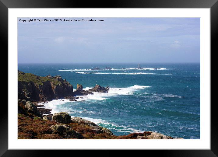 Lands End And Longships Lighthouse  Framed Mounted Print by Terri Waters