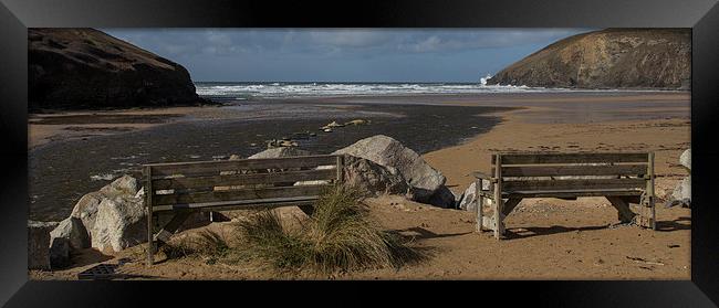 Twin Seats Mawgan Porth Framed Print by Brian Roscorla