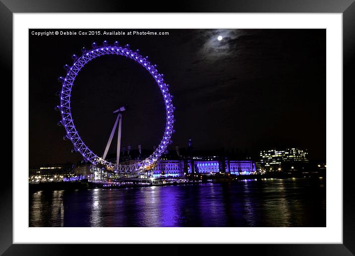 The London Eye at Night Framed Mounted Print by Debbie Cox
