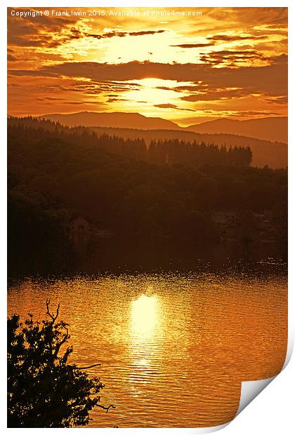  Lakeland sunset, viewed over Windermere Print by Frank Irwin