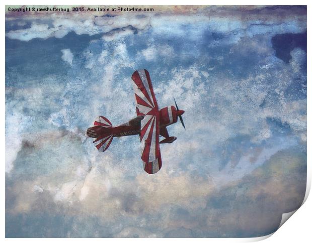 Red White Biplane Print by rawshutterbug 