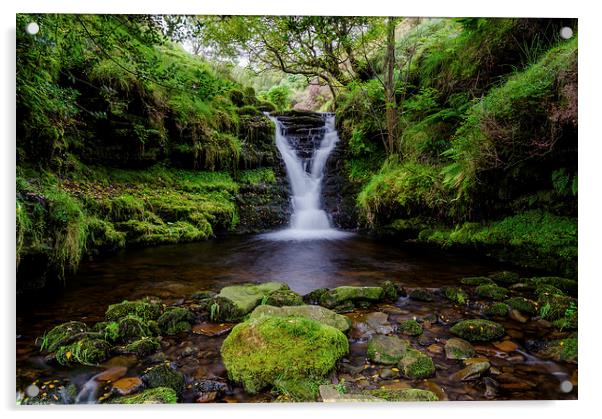 Enchanting Fairbrook Clough Waterfall Acrylic by Rick Bowden