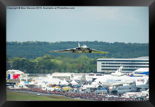  The Vulcan takes off for it's final display at Fa Framed Print by Max Stevens