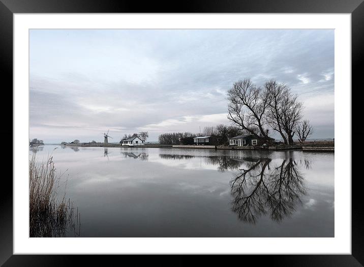 Reflections of Trees At Thurne Framed Mounted Print by Rick Bowden