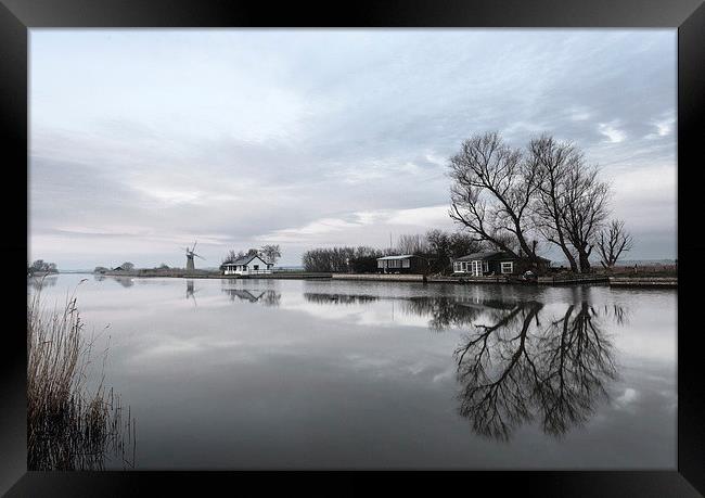Reflections of Trees At Thurne Framed Print by Rick Bowden