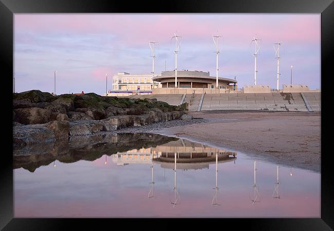 Cleveleys Cafe Reflections Framed Print by Gary Kenyon