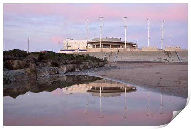 Cleveleys Cafe Reflections Print by Gary Kenyon
