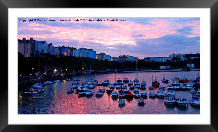  Sunset over Tenby harbour Framed Mounted Print by Paula Palmer canvas