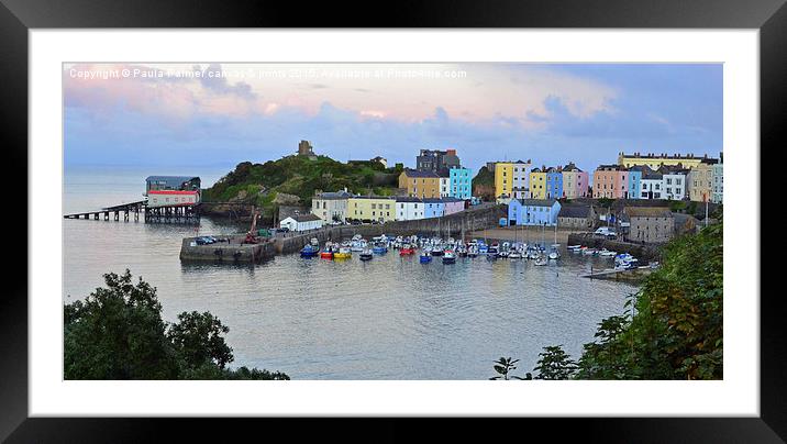  Daytime view of Tenby Harbour Framed Mounted Print by Paula Palmer canvas