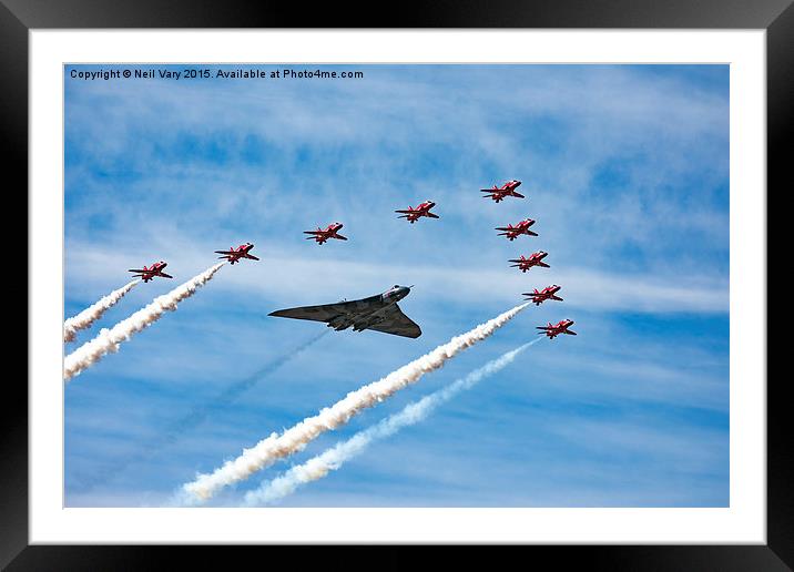  Vulcan and Red Arrows last ever flight  Framed Mounted Print by Neil Vary